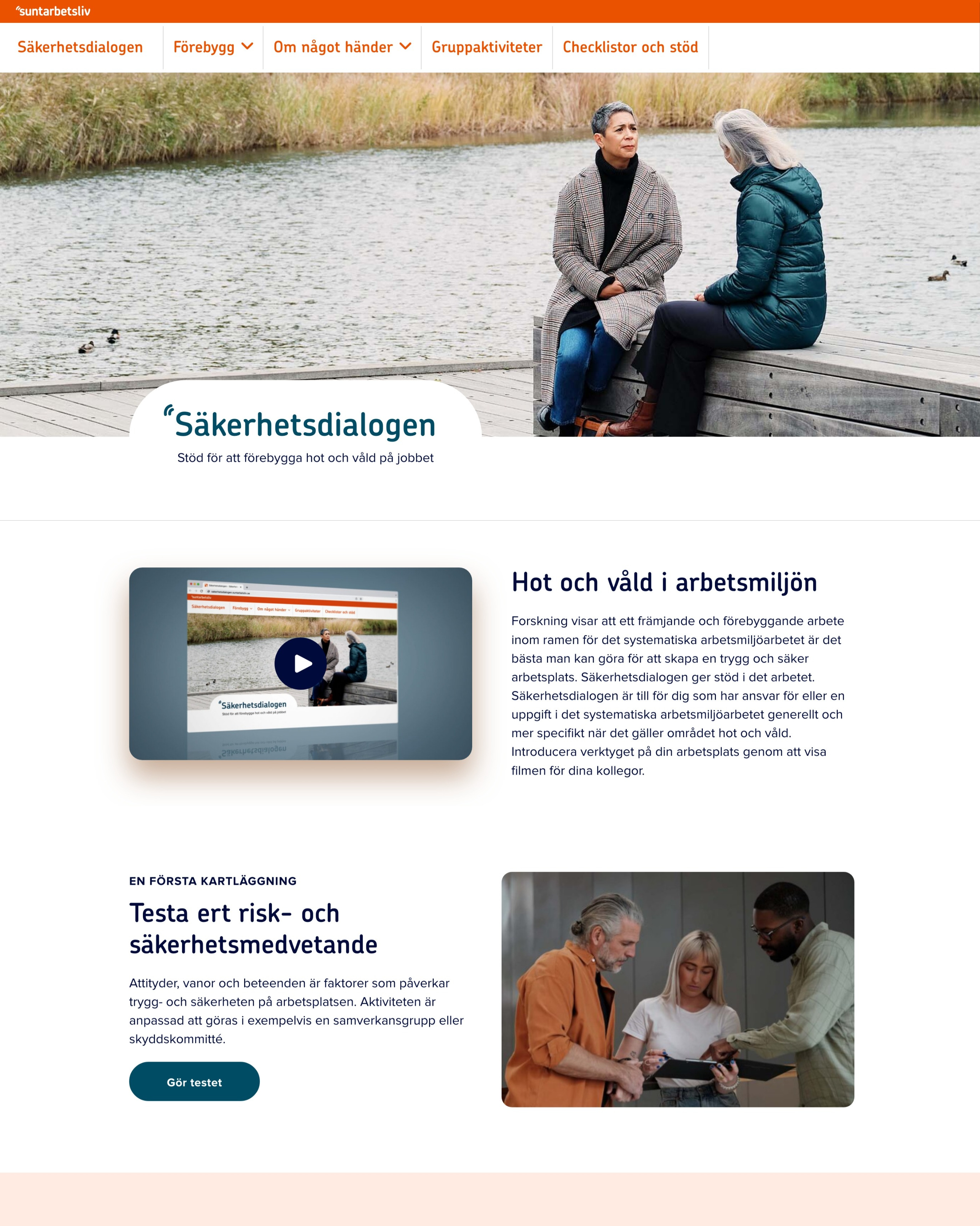 Landing page at Säkerhetsdialogen